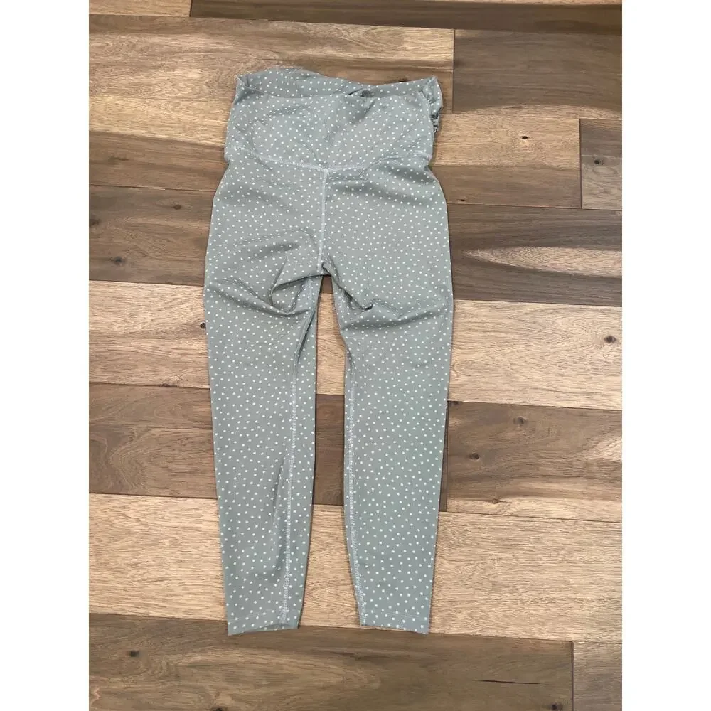 Nike Dri‑Fit Cropped Leggings Sage Green Polka Dot Cross Waist Size L